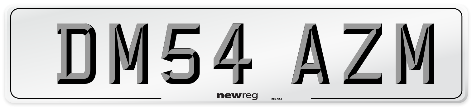 DM54 AZM Number Plate from New Reg